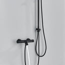 GobekUsa Black Thermostatic Shower Faucet Set Chrome Wall Mount Rainfall Mixer Tap