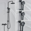 GobekUsa Black Thermostatic Shower Faucet Set Chrome Wall Mount Rainfall Mixer Tap