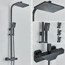 GobekUsa Black Thermostatic Shower Faucet Rain Head System for Wall Mount Installation