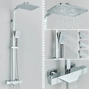 GobekUsa Black Thermostatic Shower Faucet Rain Head System for Wall Mount Installation