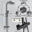 GobekUsa Black Thermostatic Shower Faucet Rain Head System for Wall Mount Installation