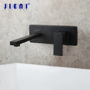 GobekUsa Black Wall Mounted Basin Faucet Solid Brass Hot Cold Mixer.