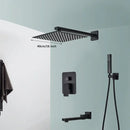 GobekUsa Black Wall Mounted Rainfall Shower System with Tub Spout