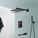 GobekUsa Black Wall Mounted Rainfall Shower System with Tub Spout