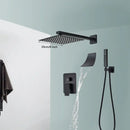 GobekUsa Black Wall Mounted Rainfall Shower System with Tub Spout