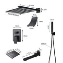 GobekUsa Black Wall Mounted Rainfall Shower System with Tub Spout