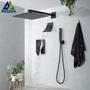 GobekUsa Black Wall Mounted Rainfall Shower System with Tub Spout