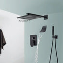 GobekUsa Black Wall Mounted Rainfall Shower System with Tub Spout