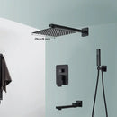 GobekUsa Black Wall Mounted Rainfall Shower System with Tub Spout