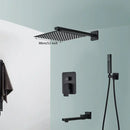 GobekUsa Black Wall Mounted Rainfall Shower System with Tub Spout
