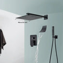 GobekUsa Black Wall Mounted Rainfall Shower System with Tub Spout