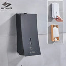 Modern matte black wall-mounted soap dispenser kitchen push label by Decorbites