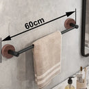Modern matte black wall mounted towel bar with wood accents bathroom by Decorbites