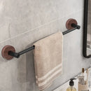Modern matte black wall mounted towel bar with wood accents bathroom by Decorbites