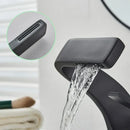 GobekUsa Black Waterfall Bathroom Basin Faucet Cold Hot Mixer Deck-mounted Simple Design