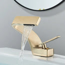 GobekUsa Black Waterfall Bathroom Basin Faucet Cold Hot Mixer Deck-mounted Simple Design