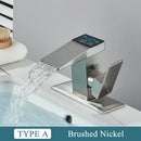 GobekUsa Brass Waterfall Bathroom Faucet Basin Taps with Temperature Display