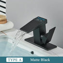 GobekUsa Brass Waterfall Bathroom Faucet Basin Taps with Temperature Display
