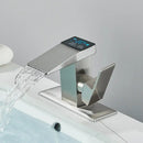 GobekUsa Brass Waterfall Bathroom Faucet Basin Taps with Temperature Display