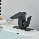 GobekUsa Brass Waterfall Bathroom Faucet Basin Taps with Temperature Display