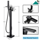 GobekUsa Matte Black Waterfall Bathtub Shower Faucet, Floor Standing Hot Cold Mixer Tap