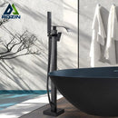 GobekUsa Matte Black Waterfall Bathtub Shower Faucet, Floor Standing Hot Cold Mixer Tap