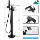 GobekUsa Matte Black Waterfall Bathtub Shower Faucet, Floor Standing Hot Cold Mixer Tap