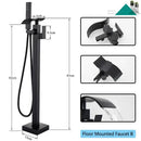 GobekUsa Matte Black Waterfall Bathtub Shower Faucet, Floor Standing Hot Cold Mixer Tap