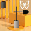GobekUsa Black Aluminum Toilet Brush Holder Set with Scrub Brush