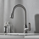 GobekUsa Gray Matte Kitchen Faucet | Pull Out Black Sink Tap Swivel Water Mixer