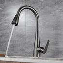 GobekUsa Gray Matte Kitchen Faucet | Pull Out Black Sink Tap Swivel Water Mixer