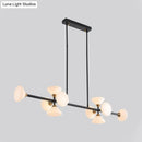 GobekUsa Modern Style Matte White Glass Flared Island Pendant with 10-Head Black Hanging Lamp - Warm/White Light