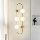 GobekUsa Modern Matte White Glass Globe Wall Sconce with 4-Light Bedroom Lighting Ideas in Black/Gold