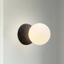 GobekUsa Modern Matte White Glass Mini Globe Sconce Lamp with 1 Bulb Wall Mount for Living Room in Black