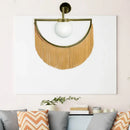 GobekUsa Modern Semi Sphere Sconce Light - Pink/Yellow/Purple Tassel Design - Matte White Glass Wall Light