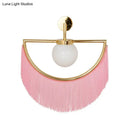 GobekUsa Modern Semi Sphere Sconce Light - Pink/Yellow/Purple Tassel Design - Matte White Glass Wall Light