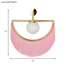 GobekUsa Modern Semi Sphere Sconce Light - Pink/Yellow/Purple Tassel Design - Matte White Glass Wall Light