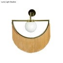 GobekUsa Modern Semi Sphere Sconce Light - Pink/Yellow/Purple Tassel Design - Matte White Glass Wall Light