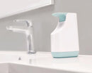 Modern matte white & teal soap pump dispenser kitchen space saving by Decorbites