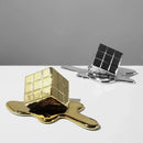 GobekUsa Geometric Gold Resin Cube - Modern Checked Square Decor Figurine