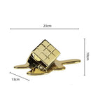 GobekUsa Geometric Gold Resin Cube - Modern Checked Square Decor Figurine