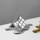 GobekUsa Geometric Gold Resin Cube - Modern Checked Square Decor Figurine