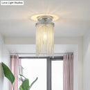 GobekUsa Modern Metal Chain Semi Flush Mount Lamp - 1 Light Ceiling Fixture for Living Room in Gold/Chrome/Blue