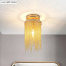 GobekUsa Modern Metal Chain Semi Flush Mount Lamp - 1 Light Ceiling Fixture for Living Room in Gold/Chrome/Blue