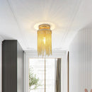 GobekUsa Modern Metal Chain Semi Flush Mount Lamp - 1 Light Ceiling Fixture for Living Room in Gold/Chrome/Blue