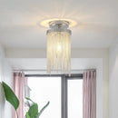 GobekUsa Modern Metal Chain Semi Flush Mount Lamp - 1 Light Ceiling Fixture for Living Room in Gold/Chrome/Blue