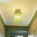 GobekUsa Modern Metal Chain Semi Flush Mount Lamp - 1 Light Ceiling Fixture for Living Room in Gold/Chrome/Blue