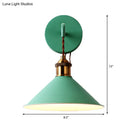 GobekUsa Modern Metal Cone Wall Light with Straight Arm for Hallway - Gray/Pink/Yellow/Green