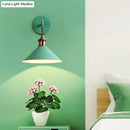 GobekUsa Modern Metal Cone Wall Light with Straight Arm for Hallway - Gray/Pink/Yellow/Green