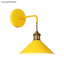 GobekUsa Modern Metal Cone Wall Light with Straight Arm for Hallway - Gray/Pink/Yellow/Green